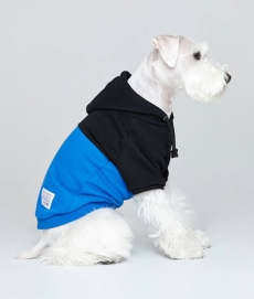 플로트 컬러블록후드 강아지옷 블루블랙